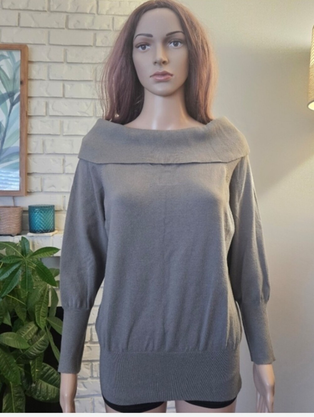 BB GG Paris Silk Cashmere Blend Sweater Top Off The Shoulder Women’s Green